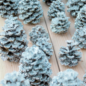DIY: Glittery Pottery Barn Pinecones budget dollar store glitter cheap easy natural rustic1