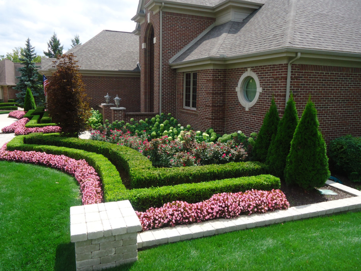 simple landscape design front of house