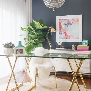beautiful glamorous office decorating ideas gold brass glass desk