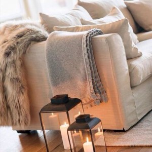 living room ambient lighting with candles