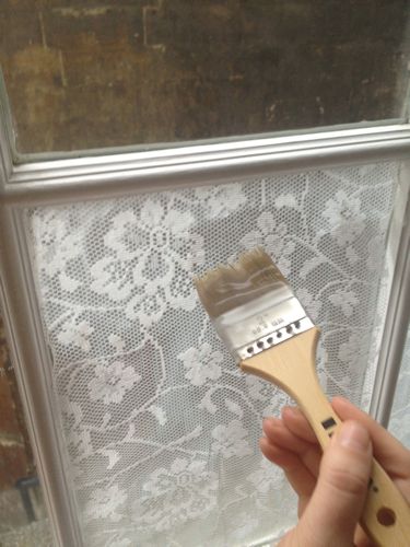 fabric on windows privacy screen diy easy cornstarch water paintbrush3