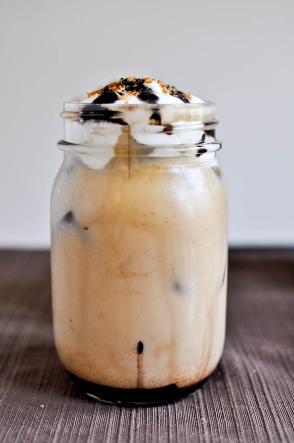 homemade iced coffee sugar coffee ground easy whipped cream half and half milk