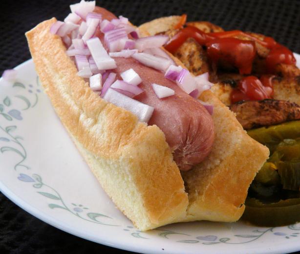split top hot dog buns recipe easy bbq summer toppings relish onions ketchup lunch