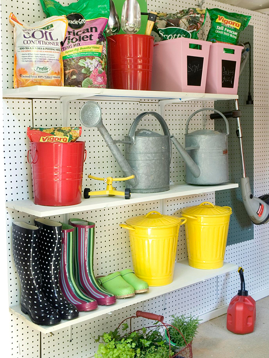 Oraganize Your Garage With These Simple Ideas and Storage Solutions shelves storage tidy organization1