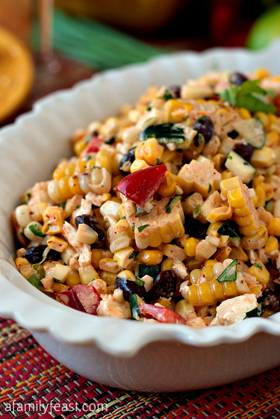 We Like it Hot - Mexican Jalapeno Corn Salad beans grilled bbq party outdoors picnic mexican peppers cheese zesty dressing easy salad light diet summer1