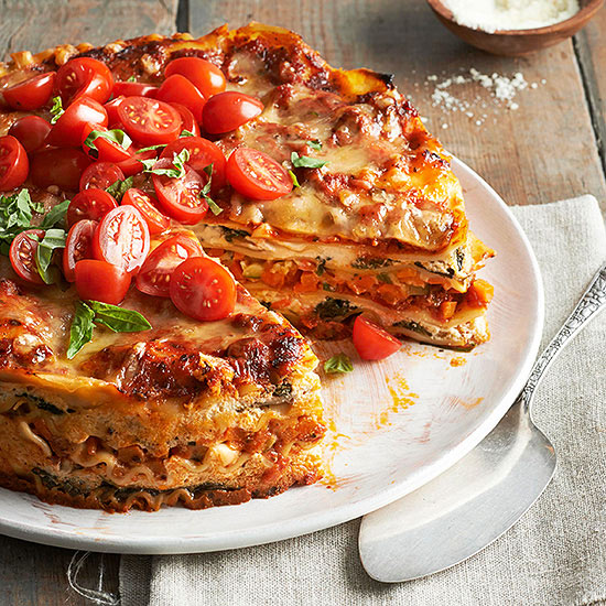 Italy on a Plate: Stacked Vegetarian Lasagna Pie arugula salad olive oil herbs baby greens italian cheese meatless veggie tomato basil sauce1