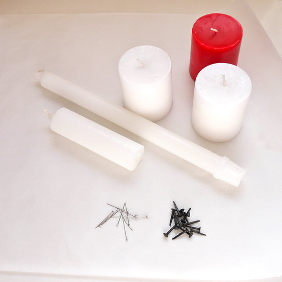 Creepy Halloween DIY- Dripping Bloody Candles dollar store cheap budget easy crayons2