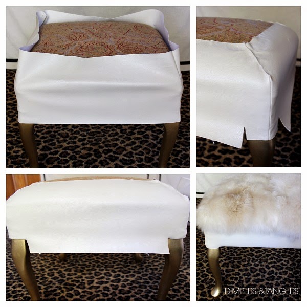 DIY- Salvage a Footstool and Make This Gorgeous Fur Ottoman2