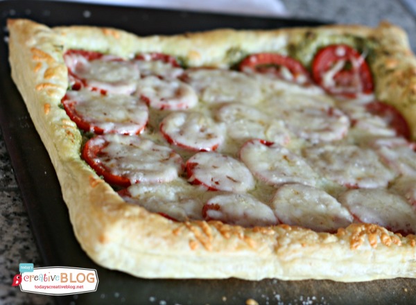 Easy Thanksgiving Side! Tomato Pesto Tart Made from Puff Pastry Dough1