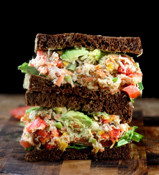 The ULTIMATE Chicken or Tuna Salad Sandwich Recipe! - It's Delicious!! grilled peppers celery mayo greek ranch garlic2