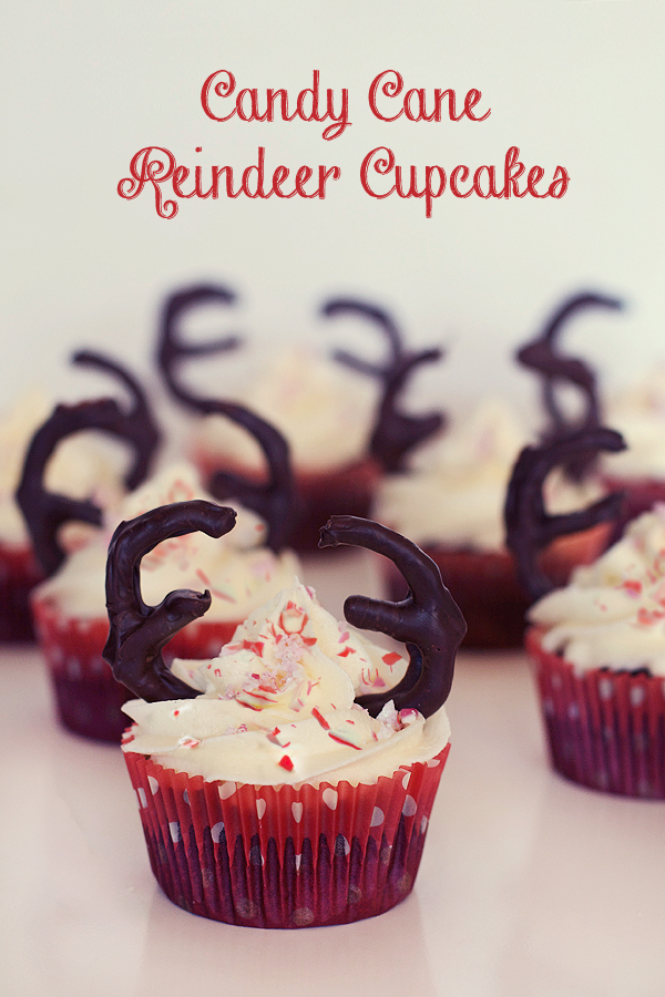 Devil's Food Reindeer Cupcakes With Peppermint Buttercream Topped With Crushed Candy Canes1