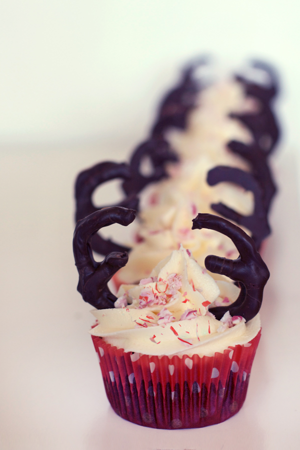 Devil's Food Reindeer Cupcakes With Peppermint Buttercream Topped With Crushed Candy Canes2