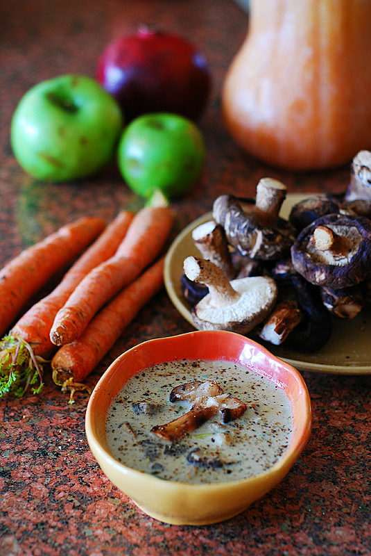 Homemade Always Tastes Best: Creamy Shiitake Mushroom Soup carrots healthy homemade green onions thyme healthy easy half and half cream1