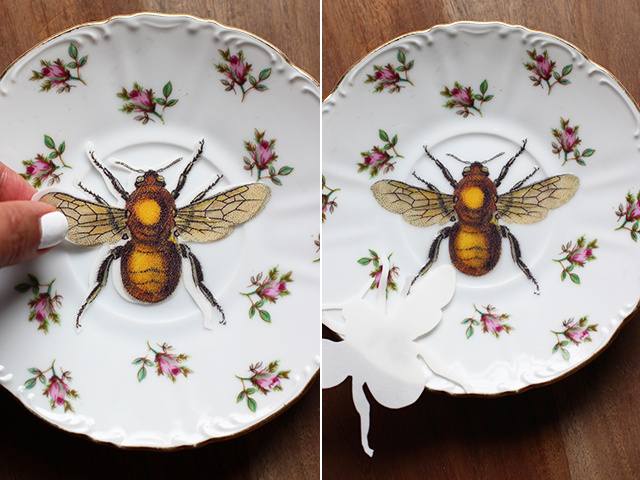 How to Jazz Up Flea Market Vintage Plates insect easy project thrift store budget cheap4