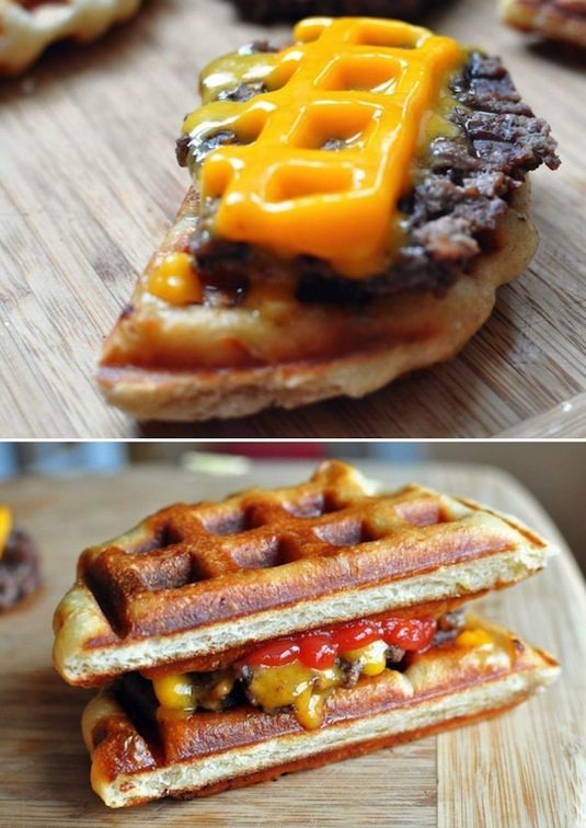 10 Different Ways You Can Use Your Waffle Iron - It's Not Just for Waffles Anymore! cheeseburgers brownies eggs sandwiches pizza pretzels hot dogs easy fast kids dorm cooking11