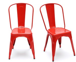 red industrial stacking chair