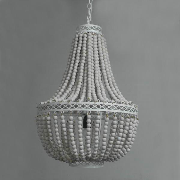 This rustic style Princess Grace collection chandelier is made from eco-frienldy wooden beads.