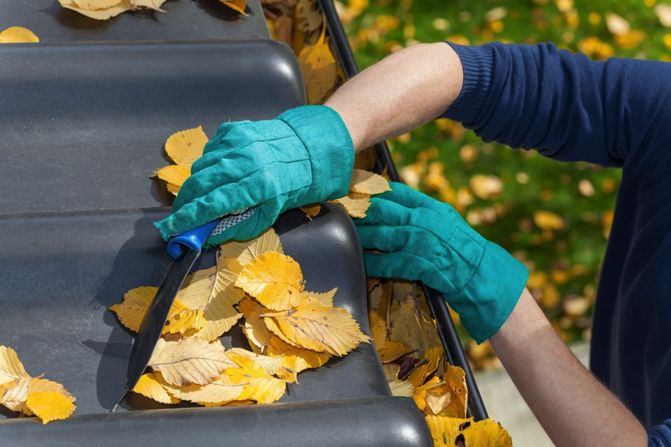 cleaning the gutter spring cleaning the cheap way