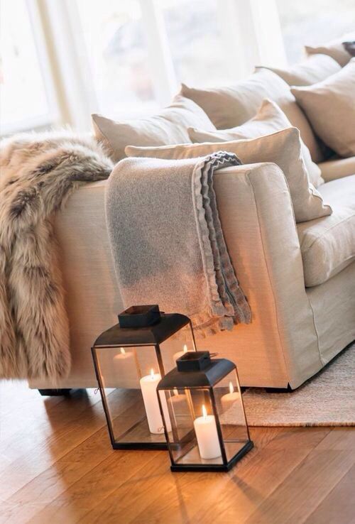living room ambient lighting with candles