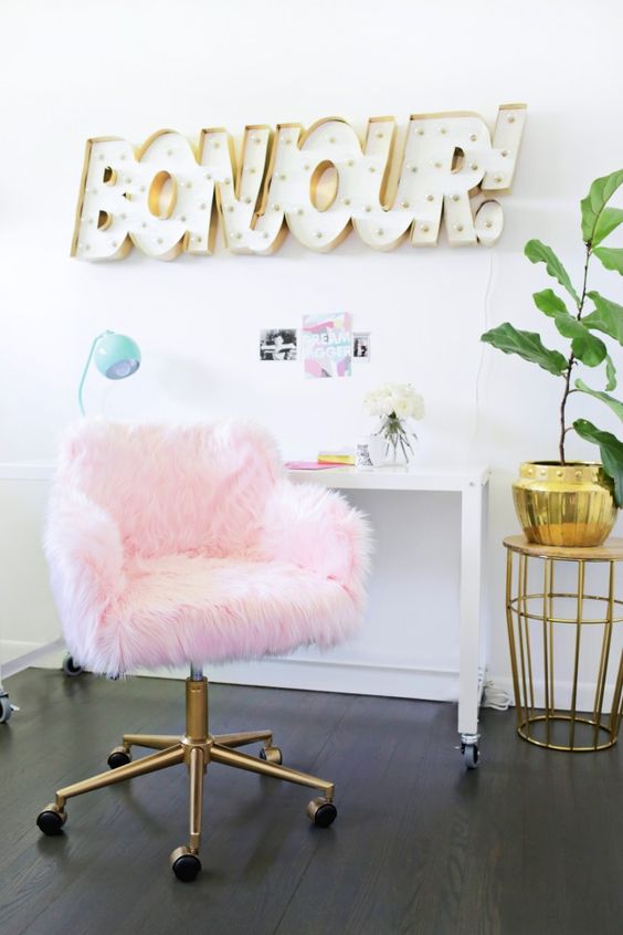 diy fluffy pink office chair decorating ideas cheap