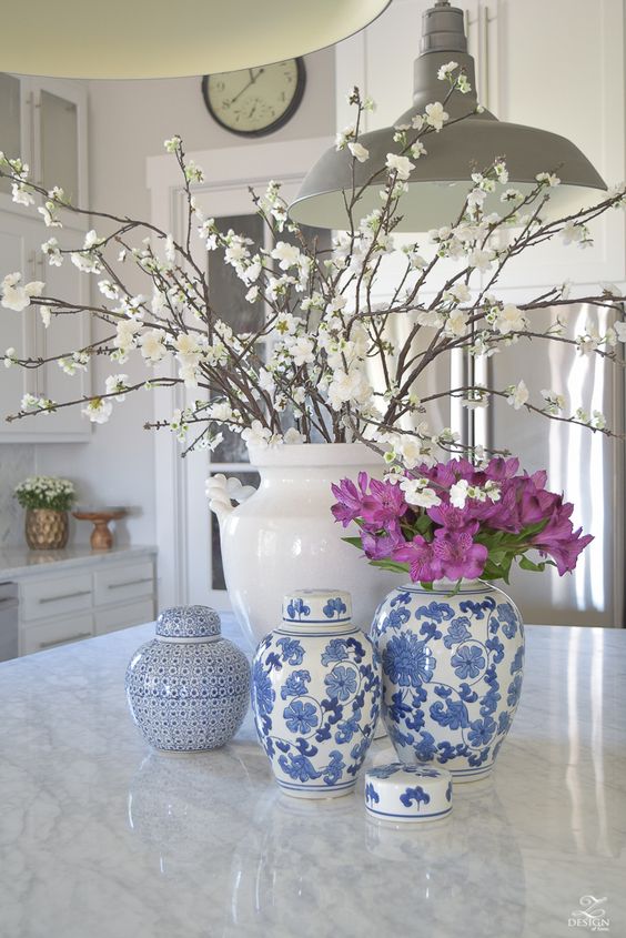 kitchen island flowers decorating ideas