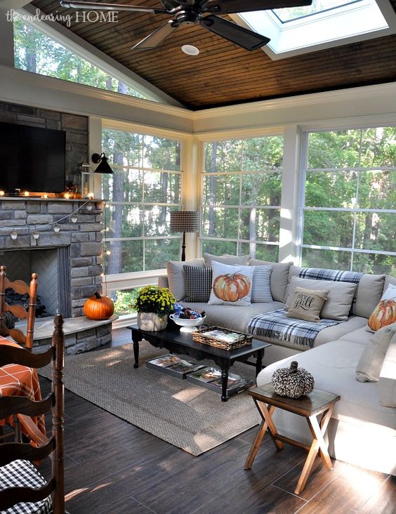 beautiful fall living room decor ideas plaid rustic decorating