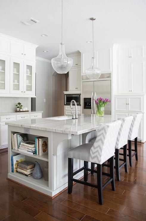beautiful neutral white grey kitchen island
