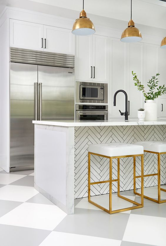 kitchen countertop white chevron herringbone style