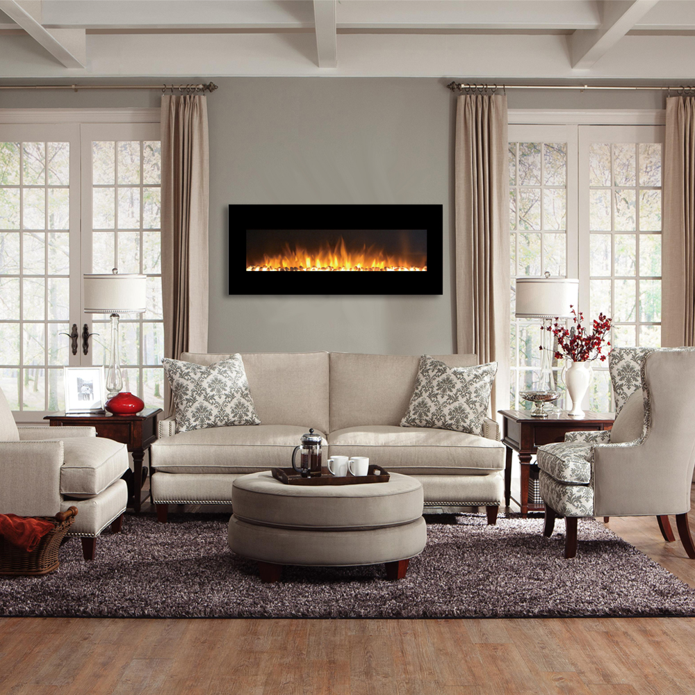 beautiful wall mounted fireplace