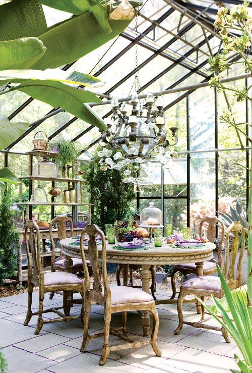 pretty greenhouse dining room decor ideas