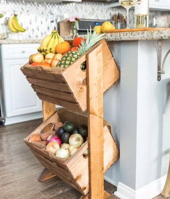 wood food produce stand diy kitchen storage ideas