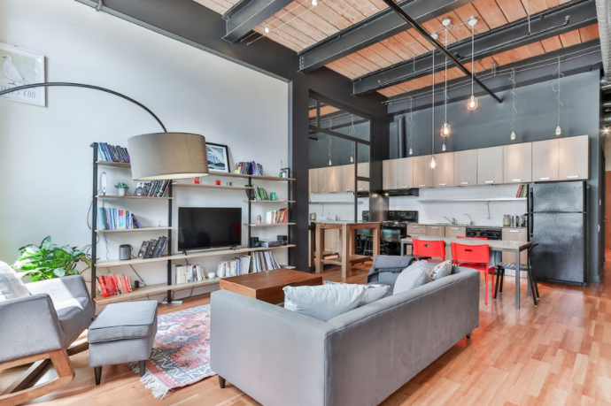 Industrial loft living room decorating ideas.