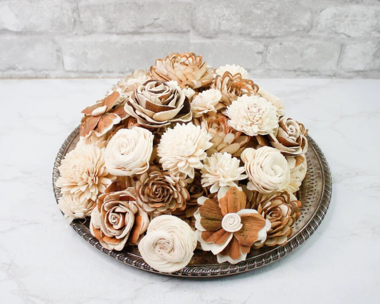 Blush Sola Wood Flower Indoor Wreath