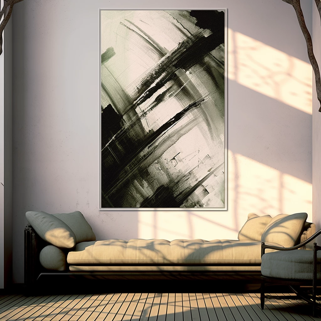 Modern black and white interior wall painting