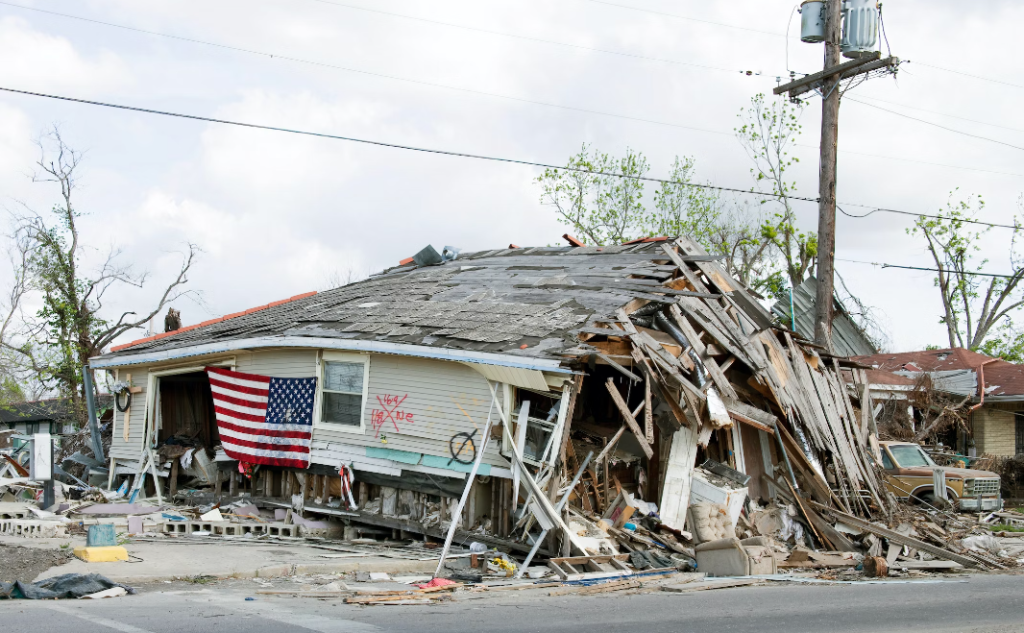 Home damaged in natural disaster.